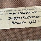 Vintage Origineel Schilderij, "dubbelportret", M.w. Hendeiks thumbnail 5