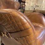 Saddle Chair / Zadel Fauteuil + Voetenbank In Vintage Cognac Leer Eyecatcher thumbnail 11