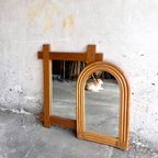 Wooden+Arch-Shaped Mirror With Tree Bamboo Wicker Frame, 1970S thumbnail 10