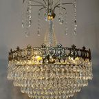 Vintage Kristallen Kroonluchter Hanglamp Brons Goud Frame thumbnail 5