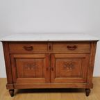 Vintage Antiek Frans Dressoir Commode Ladekast Badkamermeubel Met Marmer Blad 904 thumbnail 4