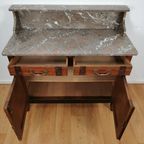 Vintage Frans Dressoir Commode, Ladekast Badkamermeubel Met Marmer Blad 112 thumbnail 7