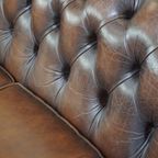 Donkerbruin Gevlamde Rundleren Engelse 2.5 Zits Chesterfield Bank thumbnail 11