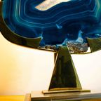 Fine Brass & Blue Agate Stone Lamp thumbnail 4