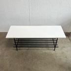 Vintage Salontafel, Wit Houten Blad Op Zwart Stalen Frame. 1970’s thumbnail 5