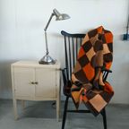 Deken Bruin Oranje En Creme Geblokt thumbnail 2