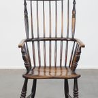 Prachtige, Elegante Antieke Houten Spijlen/ Stickback Windsor Stoel Met Een Mooie Kleurencombinat thumbnail 10