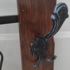 Vintage Wandkapstok Hout Metaal 4 Haken thumbnail 5