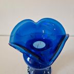 Mondgeblazen Vintage Blauwe Vaas Murano Stijl thumbnail 10