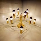 Design Plafondlamp/Kroonluchter Van Messing, Jaren 70 thumbnail 11