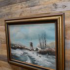 Schilderij Winter Landschap Met Molen thumbnail 5