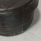 Vintage Leren Peof Ottoman, Zwart thumbnail 13