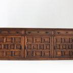 Spanish Brutalist Sideboard In Carved Solid Wood thumbnail 4