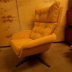 * Vintage Draaifauteuil Herbekleed Deense Fauteuil Draaistoel thumbnail 11