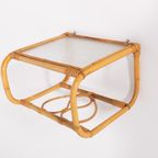 Vintage Bonacina Rattan Wall Shelf With Mirror, Italy 1970’S thumbnail 3