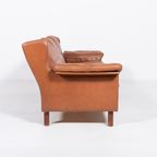 1970’S Danish Modern Cognac Leather Wing Sofa thumbnail 6