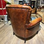 Vintage Schapenleren Fauteuil Lounge Atelier Cognac Bruin thumbnail 6