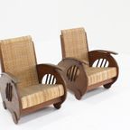 Set Art Deco Design Rattan Woven Lounge Chairs , 1930S Italy thumbnail 10