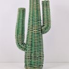 Vintage Rotan Cactus Bohemien Plant Boho Rattan Groen '70 thumbnail 3