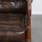 Stijlvolle Vintage Jaren ’70 Design Fauteuil Gemaakt Van Hout, Leer En Webbing thumbnail 10