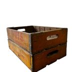 Set Van 2 Vintage Gele Houten Kisten Jaren 60 thumbnail 3