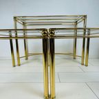 3 Koperen Tafels. Sidetable En Bijzettafels. Unieke Hollywood Regency Set Brass Tafels. thumbnail 10