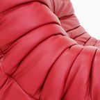 Togo Armchair Red Leather By Michel Ducaroy For Ligne Roset thumbnail 9