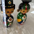 5 X Leuke Houten Japanse Stijl Beeldjes Met Bewegende Hoofd thumbnail 7