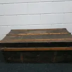 Originele Antieke Reiskoffer Hutkoffer Metaal/hout thumbnail 12