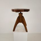 Art Deco Verstelbare Pianokruk Met Leren Zitting – Ca. 1920 thumbnail 8