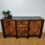 Vintage Art Deco Dressoir Wandkast Ladekast Badkamermeubel Met Marmer Blad thumbnail 3