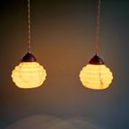 Paar Art Deco Hangers In Gemarmerd Opaline, 1920-30 thumbnail 3