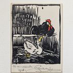 Jan Schrijvers - Houtsnede - Handdruk - Gesigneerd - 1948 thumbnail 2