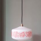 Vintage Melkglazen Opaline Hanglamp Met Florale Print thumbnail 7