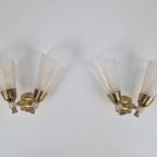 Set 2 Vintage Dubbele Wandlamp Messing Perplex ’60 Regency thumbnail 3