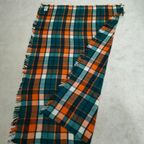 Vintage Aabe Zuiver Scheerwollen Deken (oranje/groen/bruin) thumbnail 3