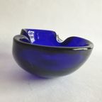 Kobalt Blauwe Vintage Murano Glas Asbak thumbnail 2