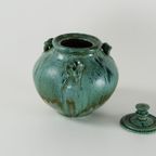 Vintage Pottery With Triple Handled Lidded Urn thumbnail 5