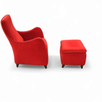 Senta Armchair / Hocker / Ottoman By Gerard Van Den Berg For Wittmann / Red Velvet Upholstery / M thumbnail 3