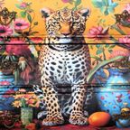 Grote Oranje Buikkast Met Panter, Eclectisch thumbnail 8