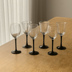 Set Of 6 Mistmatched Wine Glasses With Black Stem thumbnail 3
