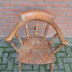 Captain Chair Windsor Bureaustoel Mahoniehout Antiek thumbnail 5