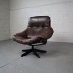 Leather Swivel Lounge Chair By Gerald Easden For Module thumbnail 2