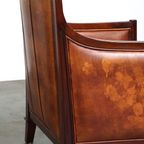 Mooie Schapenleren Artdeco Design Fauteuil/ Armchair Afgewerkt Met Hout thumbnail 6