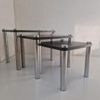 Mid Century Mimiset Nest Tafeltjes Hout En Chroom. thumbnail 17