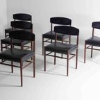 Mid-Century Vintage Teak Eetkamerstoelen Modernistisch Design Door Oswald Vermaercke thumbnail 3