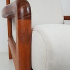 Vintage Deense Dyrlund Fauteuil Nieuw Gestoffeerd Off White thumbnail 8