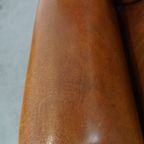 Comfortabele En Grote Vintage Cognac-kleurige Schapenleren Fauteuil/armchair Strak Afgewerkt thumbnail 7