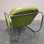 90's Vintage Fauteuil Groene Buizenframe Stoel Schommelstoel thumbnail 4