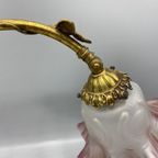 Antieke Art Nouveau Tafellamp – Kraanvogel & Bladerenboog thumbnail 4